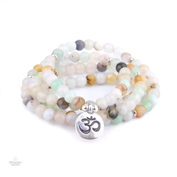 Mala tibétain, perles turquoise, symbole de sérénité et paix