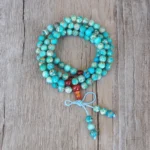 Chapelet de prière tibétain à perles turquoise