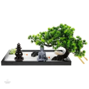 Jardin zen miniature avec éléments apaisants et Bouddha
