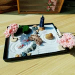 Pagode décorative dans un jardin zen miniature