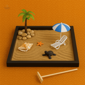 Mini jardin zen plage relaxante en décoration miniature