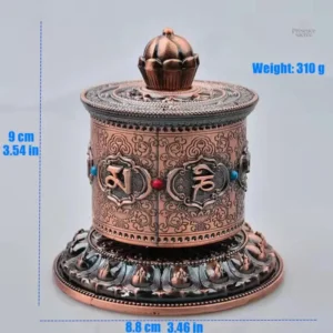 Moulin gravé, objet de méditation tibétain