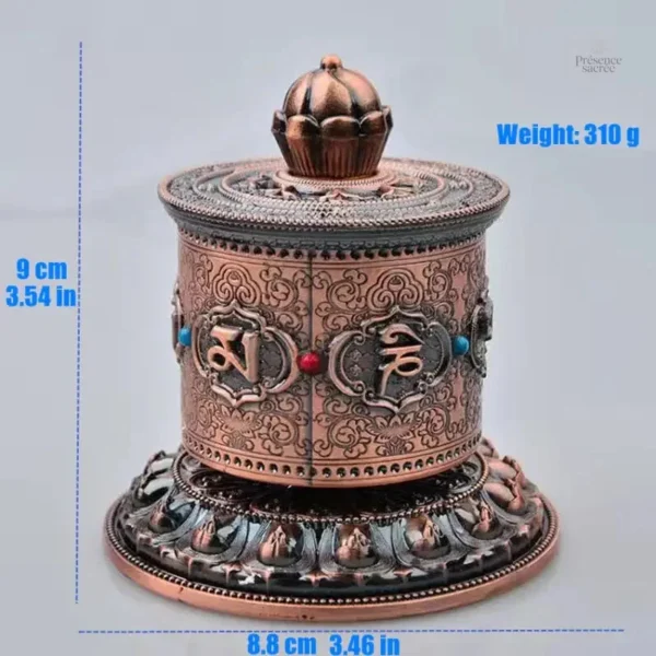 Moulin gravé, objet de méditation tibétain