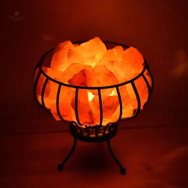 Panier lumineux en sel de l'Himalaya