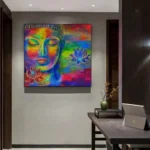 Art mural Bouddha avec des couleurs vibrantes