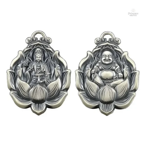 Pendentif argent, accessoire de méditation bouddhiste