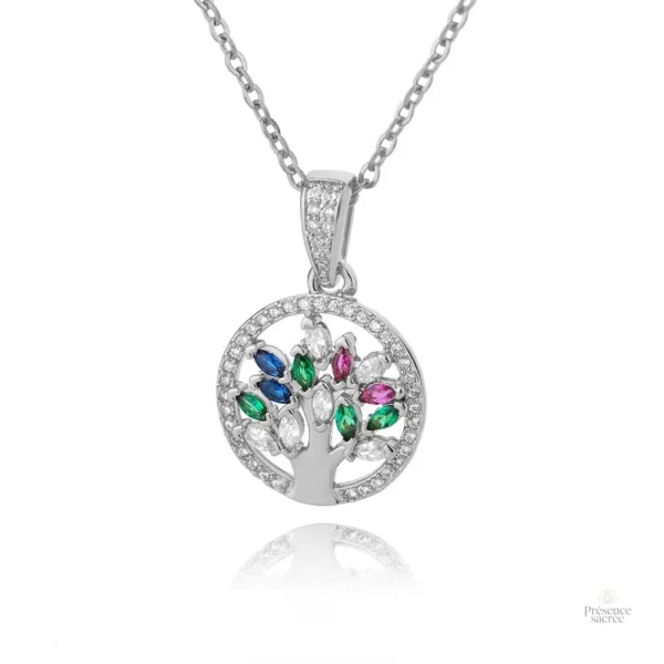 Pendentif en acier représentant un Arbre de Vie élégant