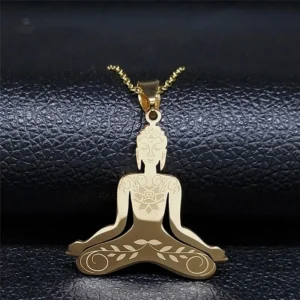 Collier Bouddha élégant en acier