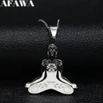 Pendentif Bouddha stylisé en acier