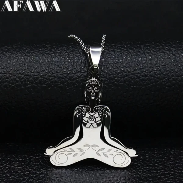 Pendentif Bouddha stylisé en acier