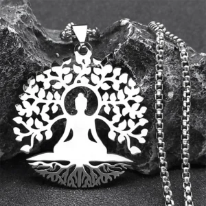 Pendentif Bouddha Arbre de Vie en argent