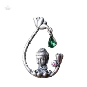 Pendentif Bouddha en argent avec divinité bouddhiste