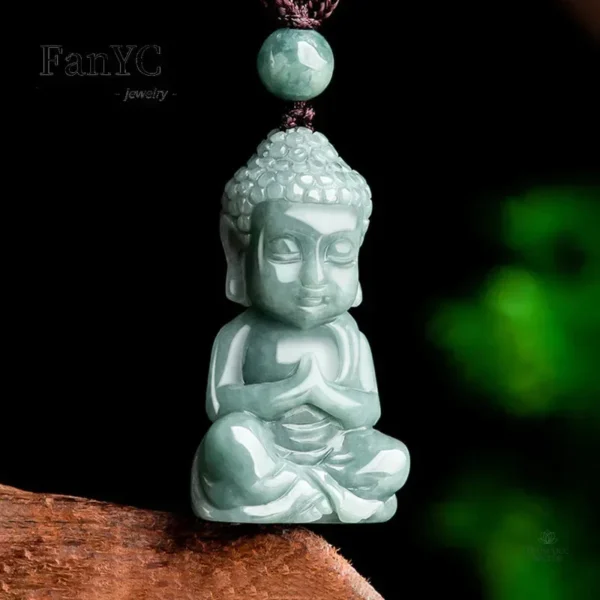Pendentif Bouddha en jade véritable, collier spirituel