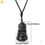 Collier Bouddha avec pendentif en obsidienne, accessoire zen