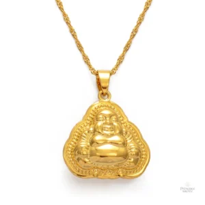 Collier Bouddha doré, symbole de paix et de méditation