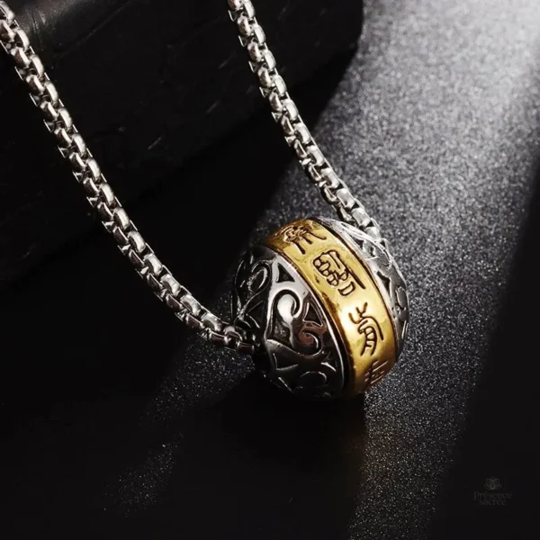 Pendentif Bouddhiste Om Rotatif en collier