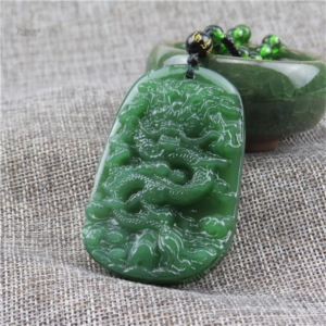 Pendentif Jade Dragon, collier symbolique bouddhiste