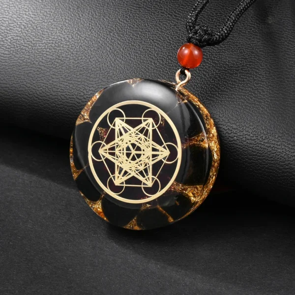 Pendentif Obsidienne Métatron en forme géométrique