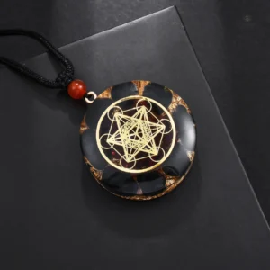 Pendentif en obsidienne naturelle et inspiré de Metatron