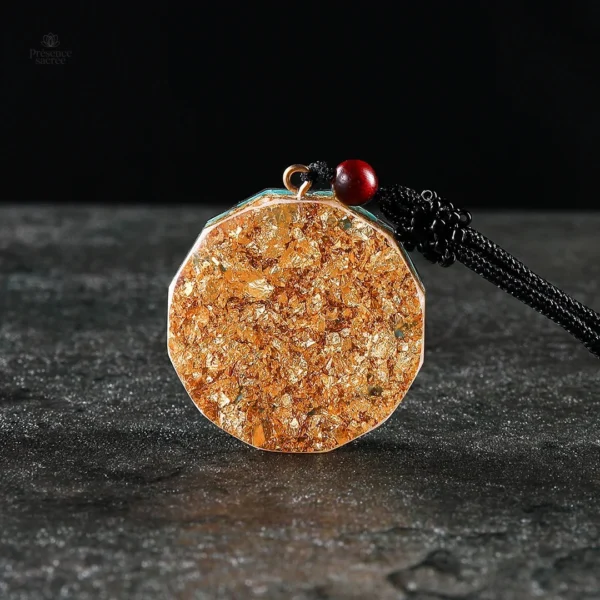 Pendentif artisanal en obsidienne, design sacré
