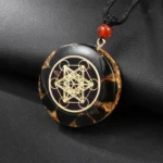 Bijoux en pierre naturelle : pendentif Métatron en obsidienne