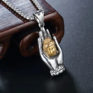 Bijou inspiré de la culture bouddhiste, pendentif Main de Bouddha