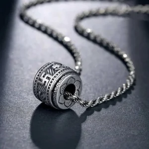 Pendentif Bouddhiste Om Mani Padme Hum Rotatif