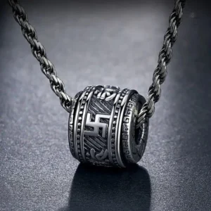 Pendentif Rotatif avec symbole Om Mani Padme Hum