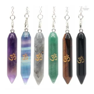 Pendule divinatoire en pierre naturelle, symbole OM