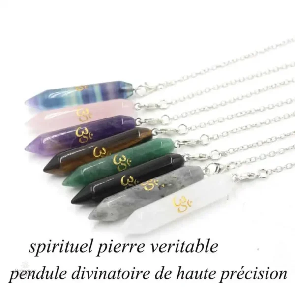 Pendule divinatoire avec symbole OM en pierre