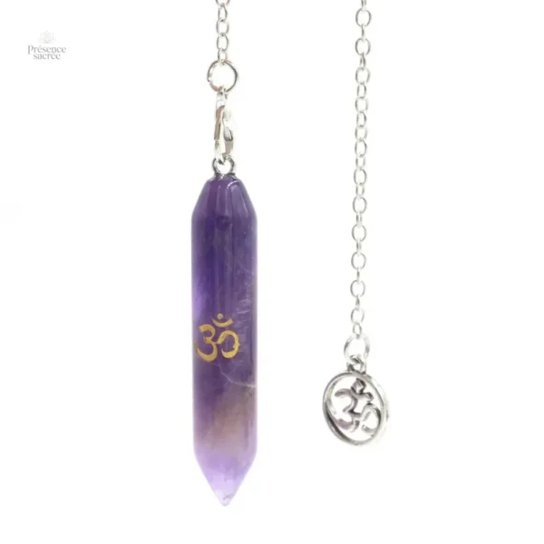 Pendule en pierre naturelle, symbole spirituel OM