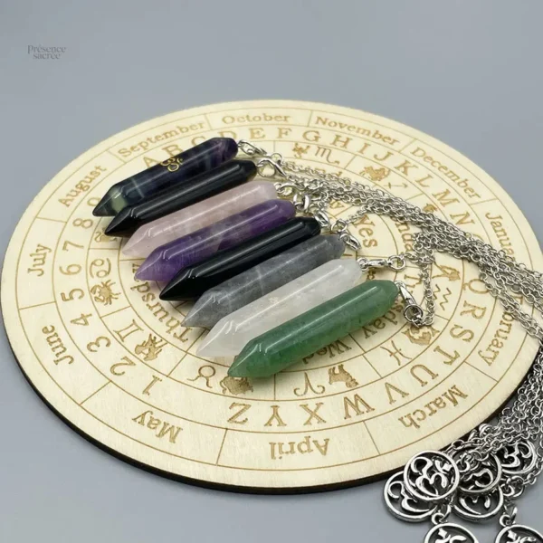 Pendule divinatoire avec motif OM, pierre naturelle