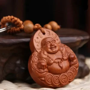 Porte clé Bouddha rieur, symbole de bonheur et de chance
