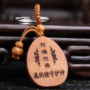 Porte clé porte bonheur, design Bouddha souriant en métal