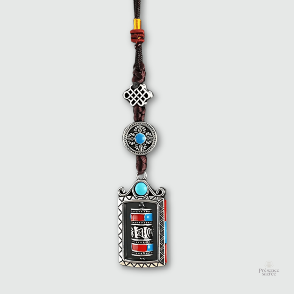 Porté Clé Tibétain avec breloque amulette bouddhiste