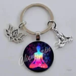 Porte clés en métal avec couleurs chakras
