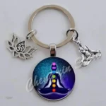 Porte clés 7 chakra en métal coloré - vue 2
