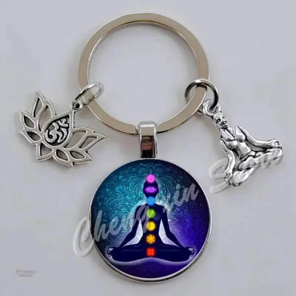Porte clés 7 chakra en métal coloré - vue 2