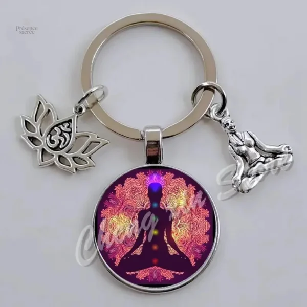 Porte clés 7 chakra en métal coloré - vue 3
