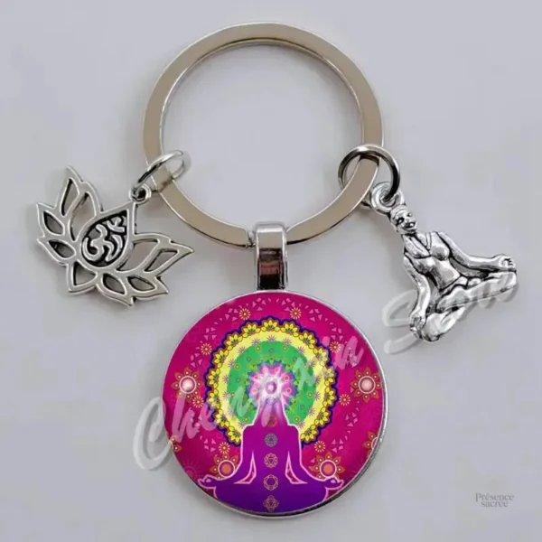 Porte clés 7 chakra en métal coloré - vue 5