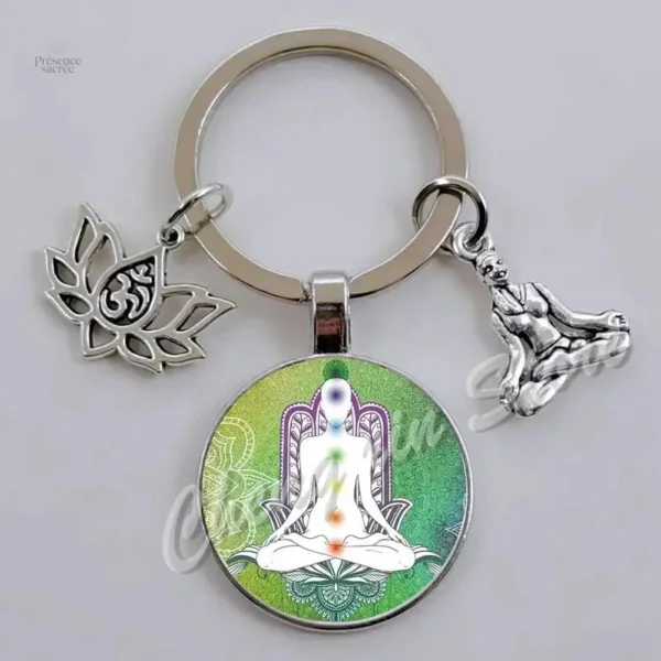Porte clés 7 chakra en métal coloré - vue 8