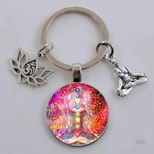 Porte clé en forme de chakras colorés