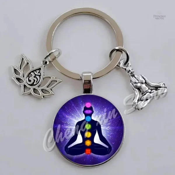 Porte clés chakra en métal de qualité