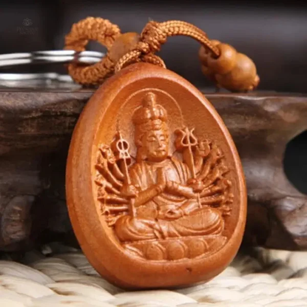 Porte-clés Bouddha Avalokiteśvara en métal décoratif
