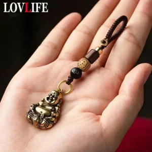 Porte-clés Bouddha rieur avec porte-bonheur