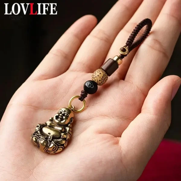 Porte-clés Bouddha rieur avec porte-bonheur