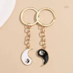 Porte-clés couple en forme de Yin Yang, design unique
