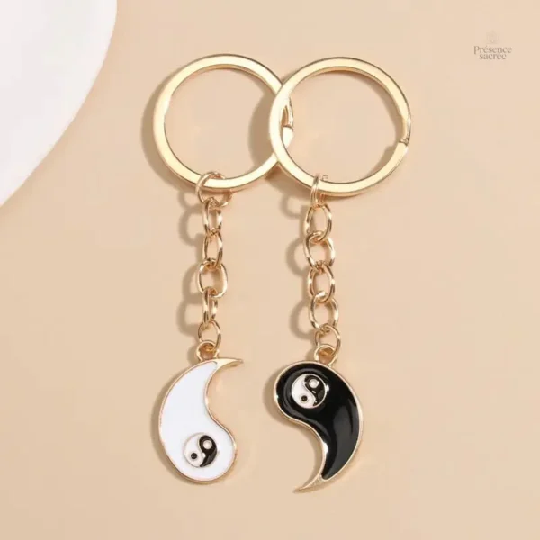Porte-clés couple en forme de Yin Yang, design unique