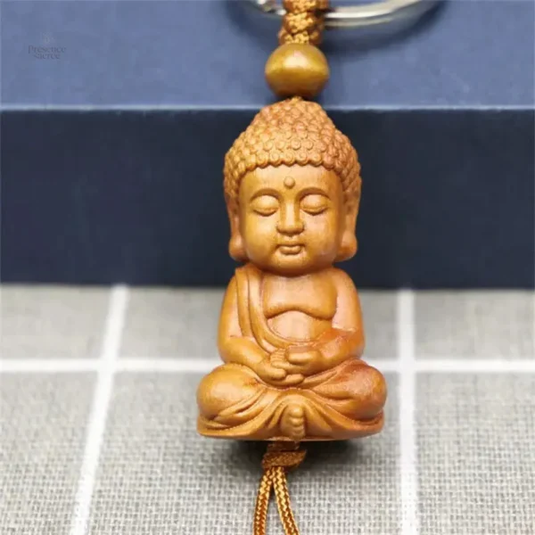 Petit Bouddha en bois, porte-clés élégant