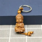 Porte-clés Bouddha, accessoire minimaliste en bois